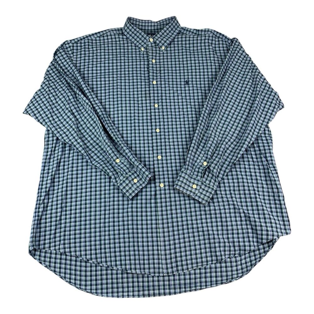 Ralph Lauren Long Sleeve Button Up Shirt, Blake, Blue Plaid, Men’s Size2XL